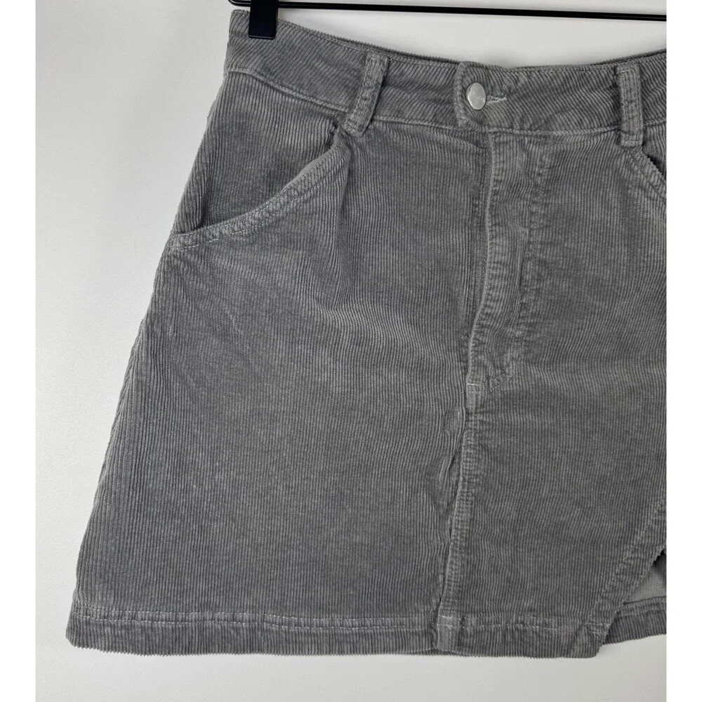 Pilcro Anthropologie Corduroy Mini Skirt Size 4 Gray Cotton‎ Modal Blend Fall